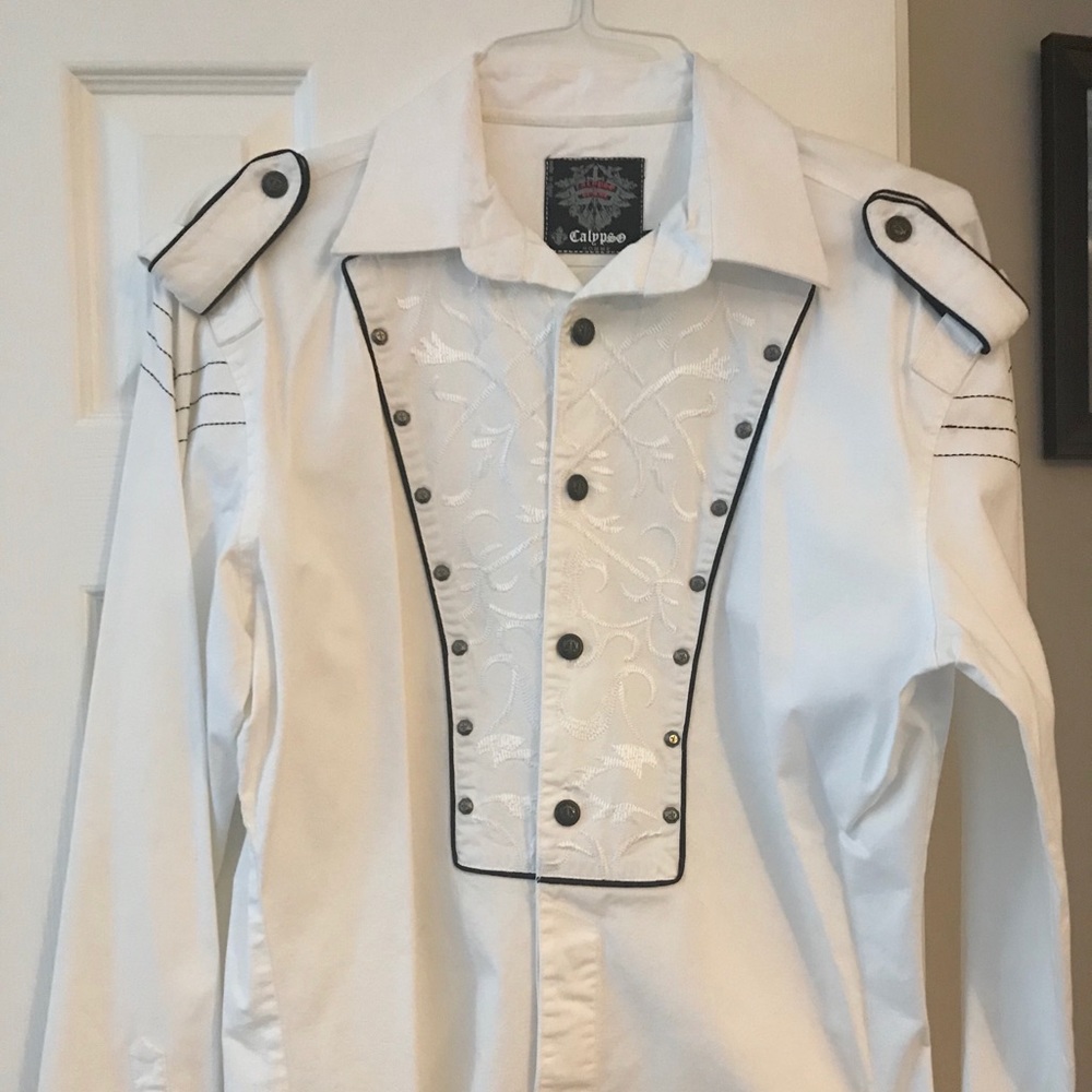 Calypso Homme Men’s White Button Down Shirt